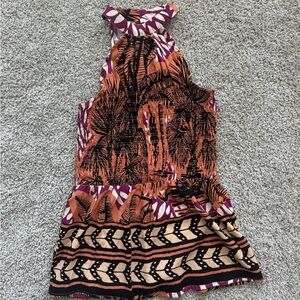 Christian Siriano Tropical Print Halter Tank top smocked tank top size small NWT